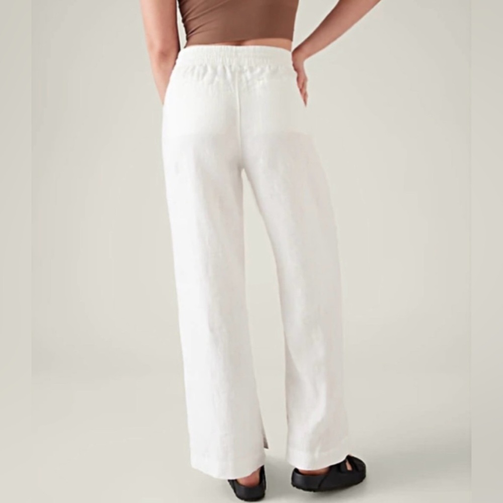 NWOT Athleta Retreat Off White Wide-Leg Linen Pants - Picture 4 of 9